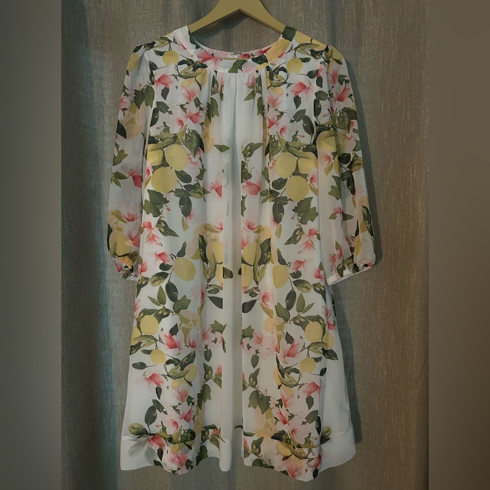 Eva Mendes Floral Lemon Print Dress